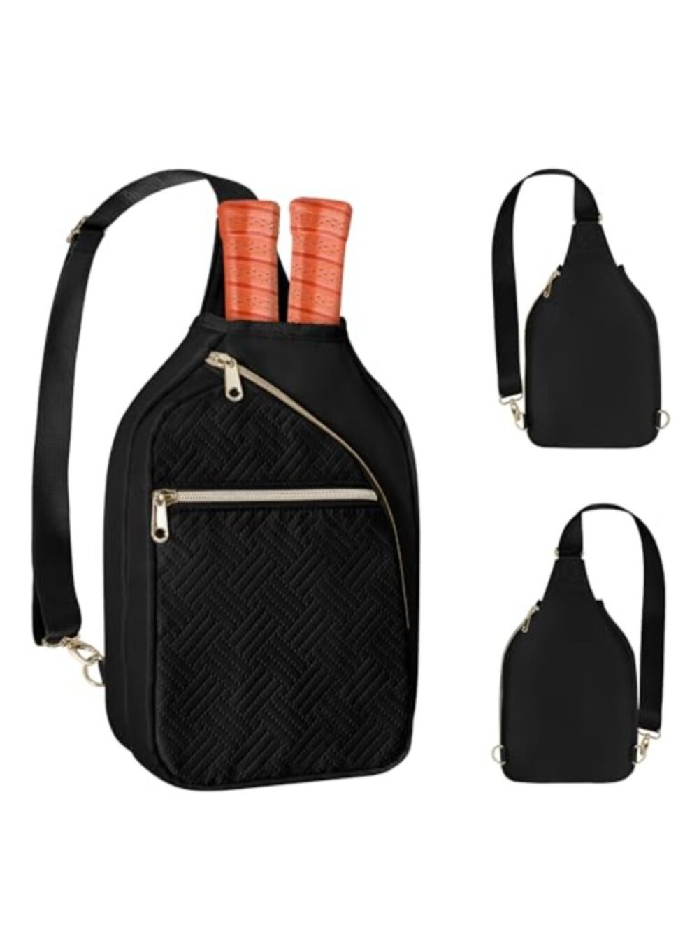 Pickleball Paddle Sling Bag with Strap Nylon Crossbody Sports Bag